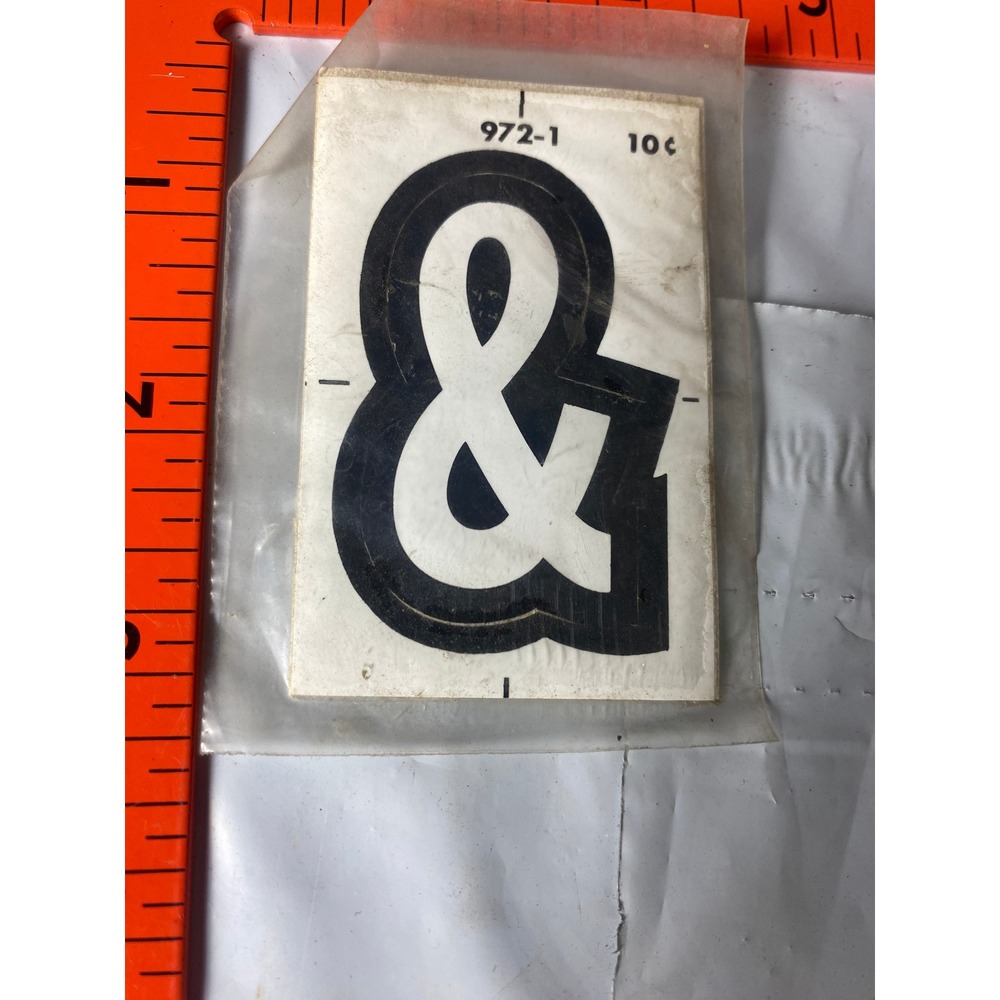 Vintage Meyercord Kwik-Space Ampersand And Sign Black Self Stick NOS 972-I Decal